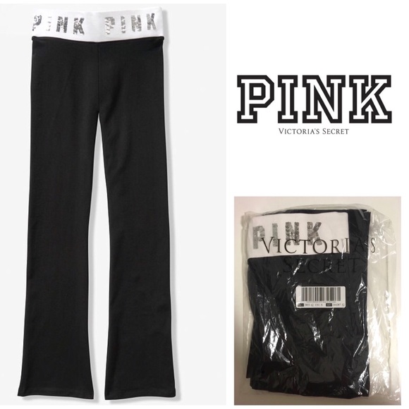 PINK Victoria's Secret Pants - 🆕VICTORIA’S SECRET PINK - BLACK BLING YOGA PANTS